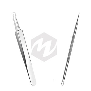 2 pcs <b>Blackhead</b> and Splinter <b>Remover</b> <b>Tools</b> Medic Instruments Professional Stainless Steel Kit Bend Head Tweezers Removing - Product Image 2