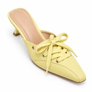Mules à lacets à bout pointu avec nœud décoratif, talons fins de 5 cm, confort léger, dessus en PU, tendance mode toutes saisons - Product Image 4