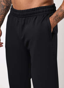 Men's <b>Black</b> Knitted Sweatpants Elastic Waist Side Pockets Casual Joggers Midweight Cotton Autumn Style - Product Image 3