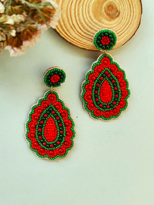 ต่างหูปักลายศิลปะ FAIZA CRAFT ทำจากโลหะผสมสังกะสี สีสันตามสั่ง สไตล์ดั้งเดิม ออกแบบหลากสีสัน ธีมเทศกาลต่างๆ - Product Image 6