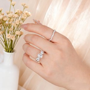 Romantic Moissanite Round Cut Dual Proposal <b>Ring</b> <b>Set</b> For Women's Original 925 <b>Silver</b> Fine for Anniversary Gift For Partners - Product Image 2