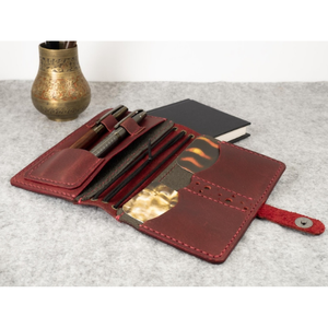 Carnet de notes en cuir fait main avec couverture en cuir grainé, porte-stylo, organiseur de journal de voyage, accessoire de lecture, poches rechargeables - Product Image 4