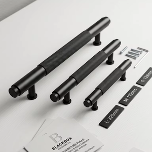 Poignées d'armoires en aluminium noir mat – Poignées de tiroir modernes pour meubles de cuisine, d'hôtel et d'appartement, durables et résistantes à la corrosion - Product Image 1