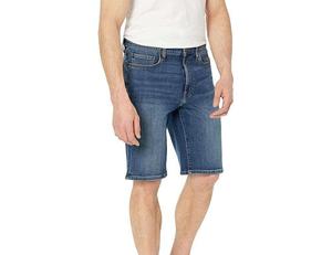 Men's Mid Waist <b>Denim</b> Shorts Solid Color Cotton Fabric Button Fly Casual Style Breathable Woven <b>Material</b> - Product Image 1