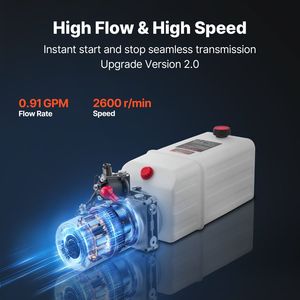 Centralina Idraulica Monofase da 6 Litri per Rimorchio Ribaltabile, Pompa 3200 PSI Pressione Massima, 0.91 GPM, Attrezzatura per Movimentazione Materiali - Product Image 5
