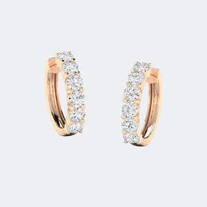 Pendientes de aro tipo Huggie con engaste de puntas compartidas y corte redondo de 1.00 CTW - Product Image 3