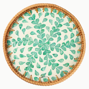 Juego de Bandejas Redondas de Madera con Incrustaciones de Madreperla y Ratán, Bandejas Decorativas de Lujo para Servir Alimentos, Ideales para Regalos - Product Image 5