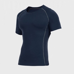 T-shirt de compression pour homme, sport, gym, activités de plein air, haut de compression performant, polyester/coton, col en V, manches courtes - Product Image 2