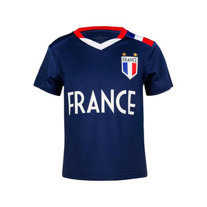 Camiseta de Fútbol de Francia para Niños, Cuello en V, Manga Corta, Transpirable, de Poliéster, Uniforme de Equipo para Todas las Temporadas - Product Image 1