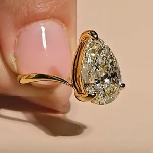 Luxury Princess Cut Moissanite Vintage Engagement/Wedding <b>Ring</b> 925 Sterling <b>Silver</b> Gold Plated Prong Setting <b>Adjustable</b> Women's - Product Image 4