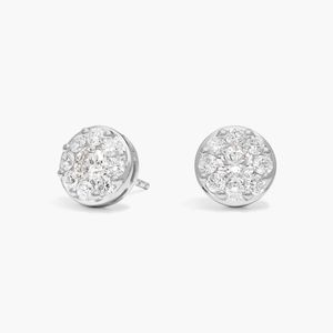 Boucles d'oreilles classiques en or jaune avec diamants en grappe - Product Image 3