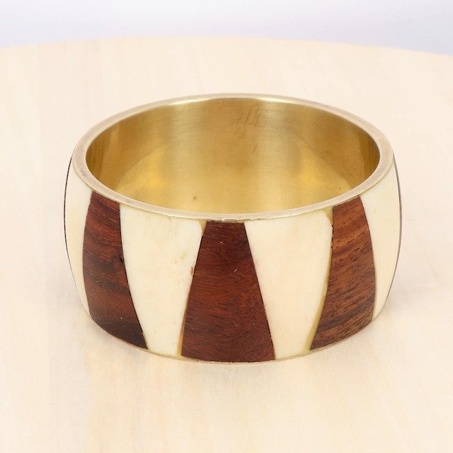 Handmade Polished Bone Inlay Brass Bangle Set Traditional Indian Fashion Antique Imitation Christmas Event Party Supplies