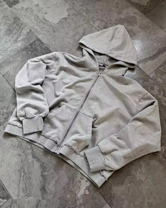 Sweat à capuche Up Felt personnalisé vintage noir délavé à l'acide avec strass pour homme, coupe oversize, style streetwear usé - Product Image 3