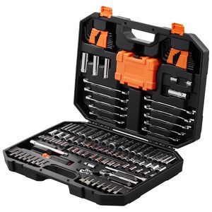Set di Attrezzi Meccanici da 145 Pezzi SAE e Metrici, con Bussole Profonde Standard da 1/4 e 3/8 di Pollice, Set di Chiavi a Bussola e Chiavi a Brugola, in Scatola - Product Image 1