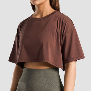 เสื้อครอปท็อปผู้หญิงทรงเข้ารูป ผ้าฝ้ายยืดหยุ่น ใส่สบายสำหรับฤดูร้อน ขายดี เป็นมิตรกับสิ่งแวดล้อม แห้งเร็ว - Product Image 2