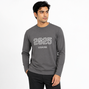 เสื้อยืดแขนยาวผ้าคอตตอนเทอร์รี่ผสมสแปนเด็กซ์ 240GSM แบบกำหนดเองสำหรับผู้ชาย พิมพ์ลาย 3 มิติ คอกลม สตรีทแวร์ ผู้ผลิต OEM - Product Image 6