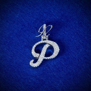 Iced Out VVS Moissanite <b>Initial</b> Letter P <b>Pendant</b> with Number Clasp 925 Sterling <b>Silver</b> Hip Hop Custom Jewelry Gift - Product Image 1
