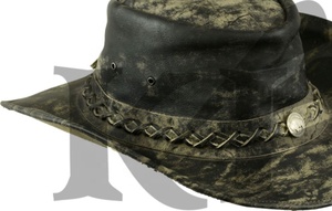 Chapeau de cowboy en cuir de vachette unisexe pour adulte, à large bord, décontracté, toutes saisons, imprimé par sublimation, broderie machine, style européen - Product Image 2