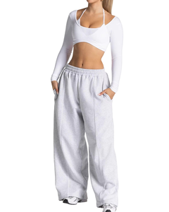 Pantalon cargo femme personnalisé avec logo, pantalon de jogging streetwear pour femme, pantalon cargo 100% coton, pantalon de survêtement évasé pour femme - Product Image 1