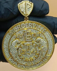 VVS Moissanite Custom Latter Iced Out <b>Pendant</b> 925 <b>Silver</b> <b>Pendant</b> <b>Initial</b> Two Tone Logo <b>Pendant</b> For Men's Custom Circle Latter - Product Image 1