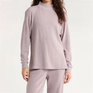 New Custom Front Letter Print Winter Women Reversible <b>Mock</b> <b>Neck</b> Oversized Long Sleeve Eco-Friendly Breathable Fleece Pullover - Product Image 1