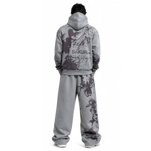 Custom Vintage Woven Fleece Winter Flare Sweatsuits Slim Fit Sweatpants Hoodie Set <b>Men</b> Tracksuit 100% Cotton Quick Dry - Product Image 3