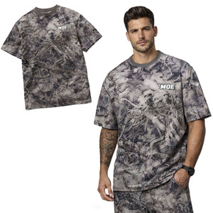 T-shirts pour hommes en coton 100% lourd, imprimé camouflage Real Tree, coupe oversize à épaules tombantes, style streetwear, personnalisables avec logo OEM - Product Image 1
