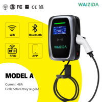 Cargador de Pared Inteligente para Vehículos Eléctricos de 22 kW Tipo 2, Trifásico, con Tarjeta RFID y Control por Aplicación Móvil, Estándar Europeo