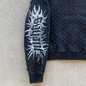 Nouvel Arrivage – Sweat à Capuche Zippé Intégral Homme, 100% Coton Délavé à l'Acide, Qualité Supérieure, Personnalisé, avec Strass, Style Streetwear Oversize - Product Image 6