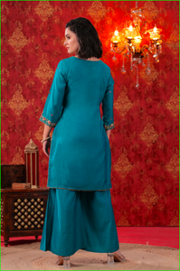 Conjunto Sharara Firoza Turquesa con Dupatta Leheriya - Product Image 2