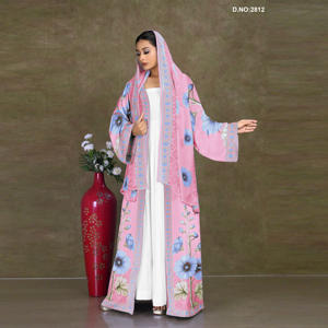 เสื้อคลุมชีฟองพิมพ์ลายดอกไม้แบบเปิดด้านหน้า สไตล์อาบายะ พร้อมฮู้ดแต่งขอบ ดีไซน์เรียบร้อย ความยาวเต็มตัว เนื้อผ้านุ่มพลิ้วไหว - Product Image 4