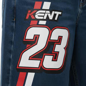 Pantalones Cortos de Mezclilla Holgados con Estampado de Carreras para Hombre, Estilo Urbano, Pierna Ancha, Lavado Vintage, Estilo Americano, OEM - Product Image 4