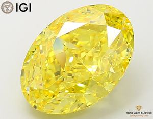 เพชรทรงรี สำหรับจี้แฟนซีสุดพิเศษ สีเหลืองแฟนซีสดใส ความสะอาดระดับ VS1 เพชรที่เพาะเลี้ยงในห้องปฏิบัติการด้วยเทคนิค CVD พร้อมใบรับรอง IGI น้ำหนัก 5.00 กะรัต - Product Image 1