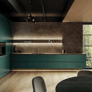 Cuisine modulaire de luxe européenne sur mesure JY Project, fabriquée au Vietnam (Binh Duong), avec comptoir en marbre, écologique, RTA, rangement inclus. - Product Image 2