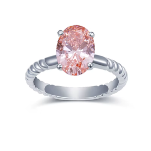 Women's 925 Silver Oval Cut Morganite Engagement Ring Prong Setting Romantic Style - Product Image 1