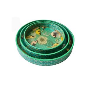Juego de bandejas nido de MDF con estampado floral esmaltado para regalos de Navidad, decoración del hogar, desayuno, bodas y inauguración de casas. - Product Image 3