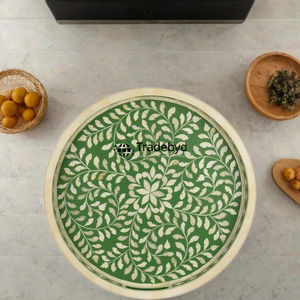 Plateau de service mobile artisanal en os incrusté, design moderne et luxueux, pour table à manger et décoration intérieure, par Tradebyd - Product Image 5