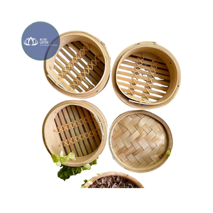 Panier vapeur en bambou naturel de haute qualité avec couvercle en verre intégré – Vente en gros - Product Image 1