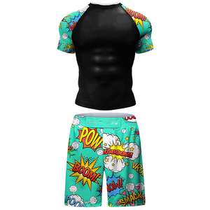 Ensemble T-shirt et pantalon de rashguard MMA personnalisé, uni, avec coutures apparentes et effet délavé pour hommes, pour la boxe, le Muay Thai, le kickboxing, le Jiu-Jitsu et les vêtements de sport - Product Image 4
