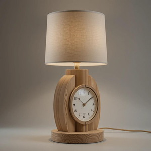 Lámpara de mesa de madera maciza, lámpara de reloj hecha a mano, lámpara de noche de madera, reloj de escritorio de madera, decoración de escritorio de madera - Product Image 5