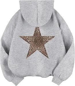 Sweat-shirts à capuche à motif étoile, sweat-shirt à capuche imprimé léopard, sweat-shirt à capuche guépard, streetwear, pulls unisexes, vêtements d'hiver pour femmes - Product Image 2