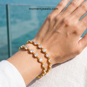 Bracelet Cœur en Acier Inoxydable 304 Fait Main, Plaqué Or 18K PVD, Bijou Géométrique en Zirconia pour Cadeau d'Anniversaire et de Fête - Product Image 2