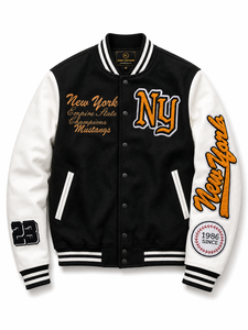 Furat <b>Leathers</b> USA Flag Varsity <b>Jacket</b> <b>Leather</b> Patch Windproof Breathable Winter Zipper Closure Casual Stand Collar <b>Men</b> - Product Image 4