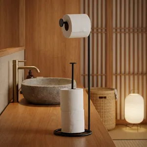 Support de rangement moderne en métal pour papier toilette, double rouleau, organisateur de salle de bain, porte-rouleaux de papier hygiénique, minimaliste et peu encombrant - Product Image 3