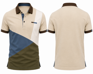 เสื้อเชิ้ตแขนสั้นผู้ชาย ดีไซน์ต่อผ้าสีสันสดใส ผ้าถักนิตติ้ง 100% ผ้าฝ้าย ปักลาย น้ำหนัก 180 กรัม แห้งเร็ว รับสั่งทำ - Product Image 5