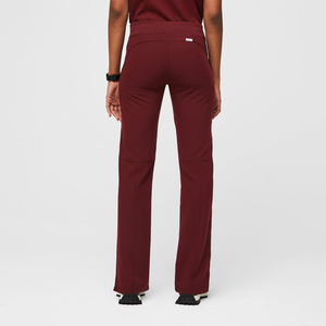 2026 Women's <b>Maroon</b> Scrub Set Polyester Spandex Twill Hospital Uniform Pants V-Neck <b>Top</b> Stethoscope Pocket Needle Detection - Product Image 3