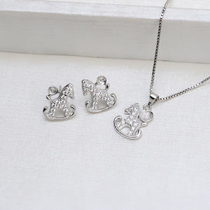 S925 Silver DIY <b>Pearl</b> <b>Set</b> Accessories Female Pendant Ring Earring with Zodiac Horse Earnail Empty Tray 1335-Fashion Jewelry <b>Sets</b> - Product Image 2