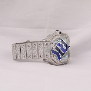 Reloj de pulsera de lujo para hombre, personalizado al por mayor, de acero inoxidable con incrustaciones de diamantes de moissanita, correa de 20 mm y esfera de cristal analógica - Product Image 2
