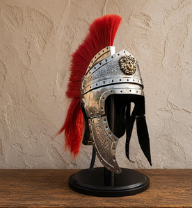 Casque de Centurion Romain en Métal avec Plume Rouge, Réplique Historique de Casque de Guerrier Ancien, Décoratif et de Collection - Product Image 5