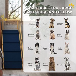 Rampa Plegable para Perros con Altura Ajustable y Tapete Antideslizante, Escalones para Mascotas para Perros Pequeños a Grandes, Producto para Camas y Accesorios - Product Image 3